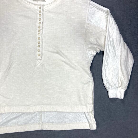 We The Free Back At It Henley Top XS Tan Oversized Slouchy Dolman Sleeves Casual - Picture 6 of 16